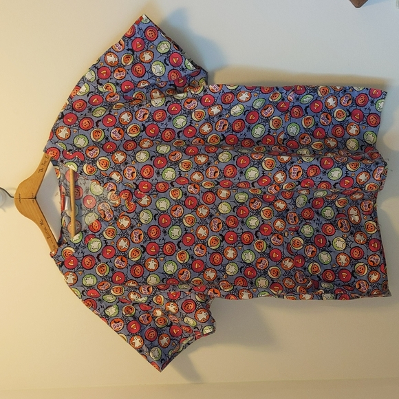 Dickies 100% Cotton Cute Halloween Print Short Sleeve Scrub Top - Picture 2 of 10